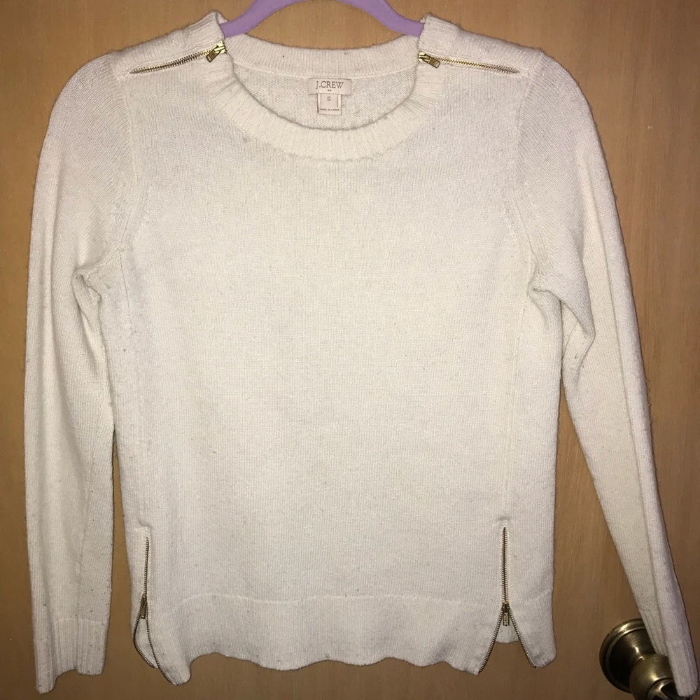 J. Crew Factory IVORY zipper sweater